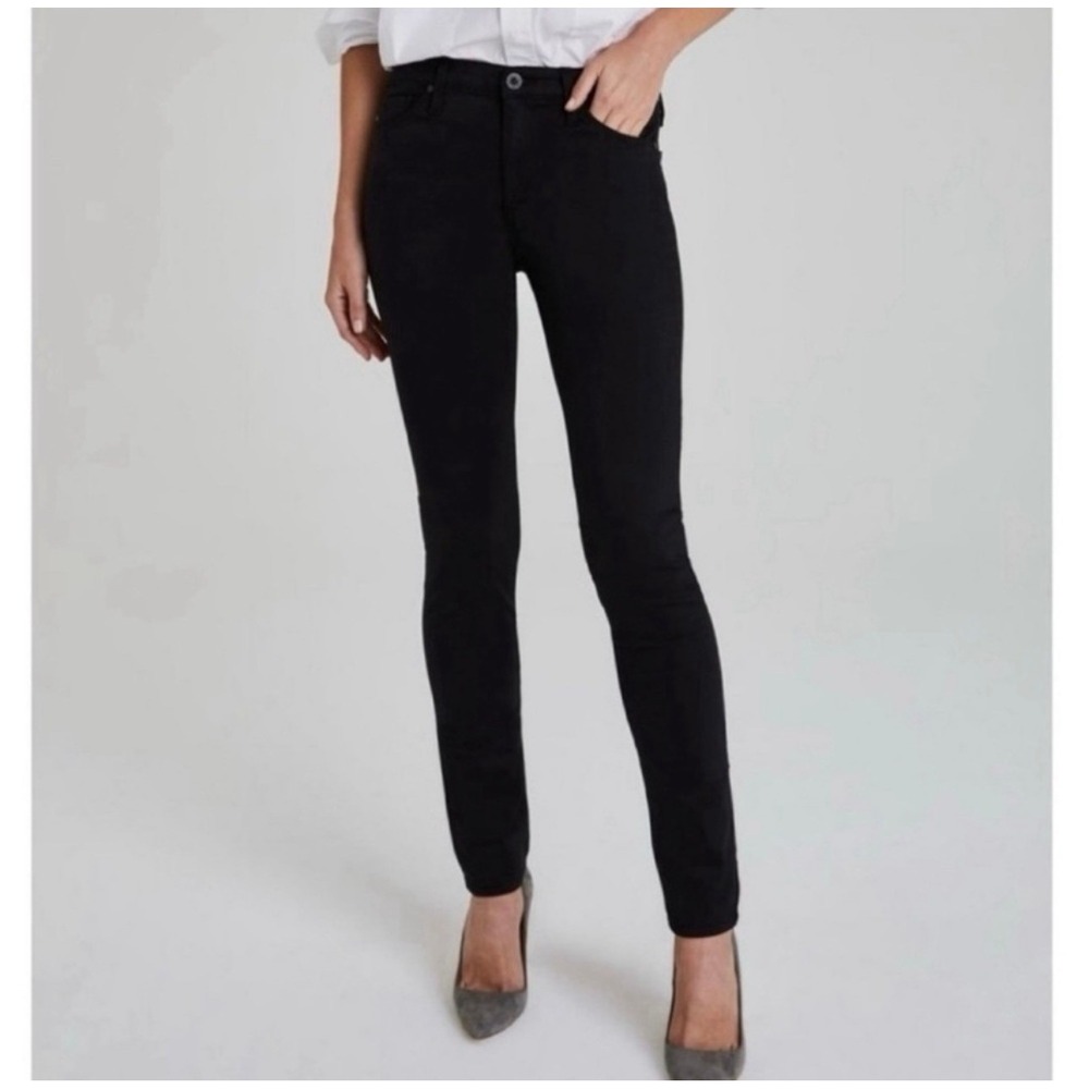 AG Jeans 27 Adriano Goldschmied The Prima Mid-Rise Cigarette Jeans Black Stretch